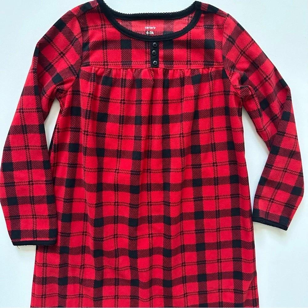 Carter's Red Plaid Girls Nightgown Pajama Size 6-7
